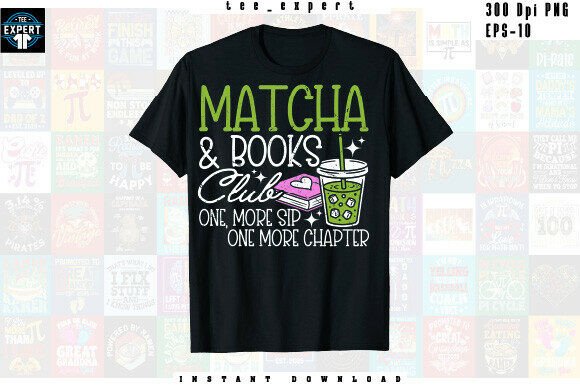 Book Lover Matcha T-shirt Design: A Creative Asset for Modern Branding