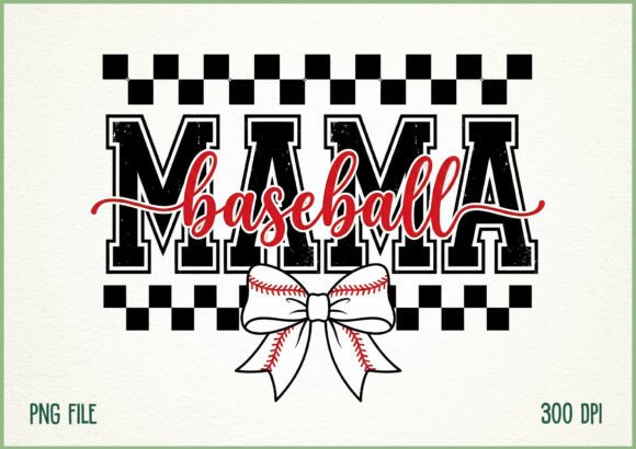 Checkered Baseball Mama Bow Mom Design: A Modern Graphic Asset
