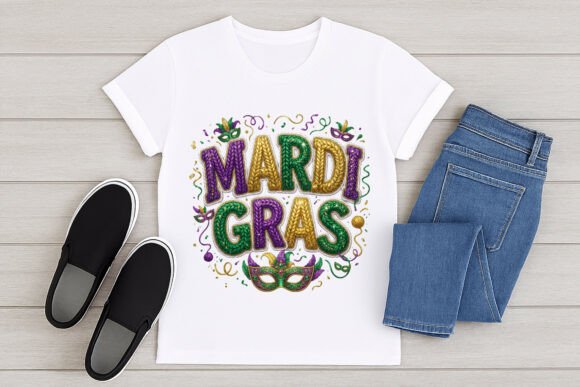 Mardi Gras Knit Glitter PNG Design