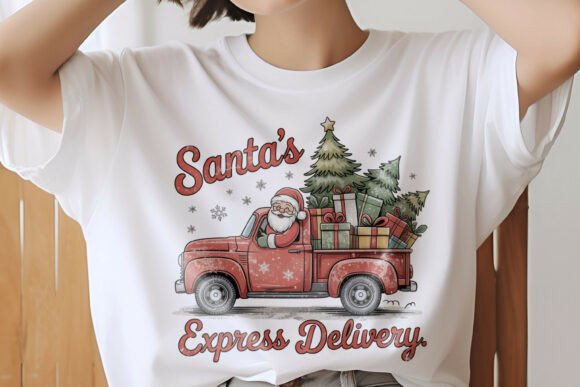 Santa's Express Delivery T-shirt Design: A Festive Design Asset
