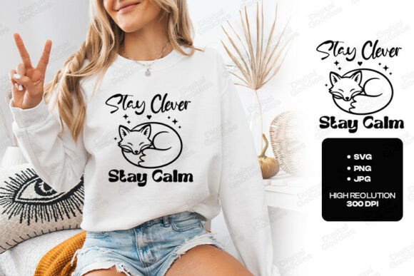 Stay Clever, Stay Calm Fox Design: A Modern Graphic Asset